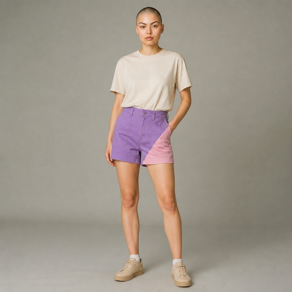 Old Navy OG Chino Shorts Womens S Purple Pink New Colorblock High Rise Utility